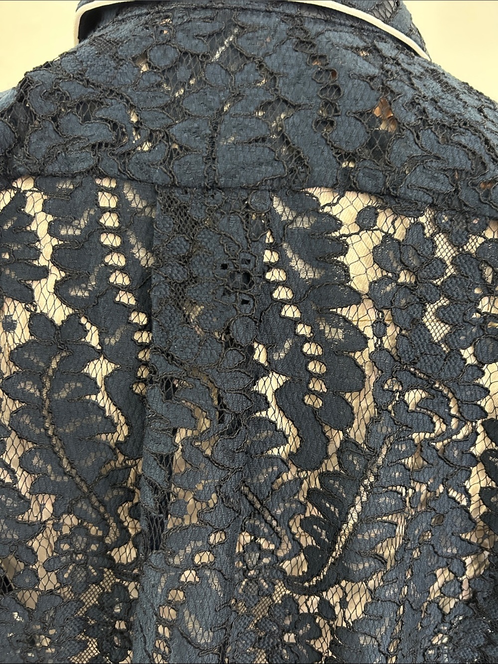 No.21  navy blue lace button down rhinestone anchor shirt size large - Picture 6 of 11